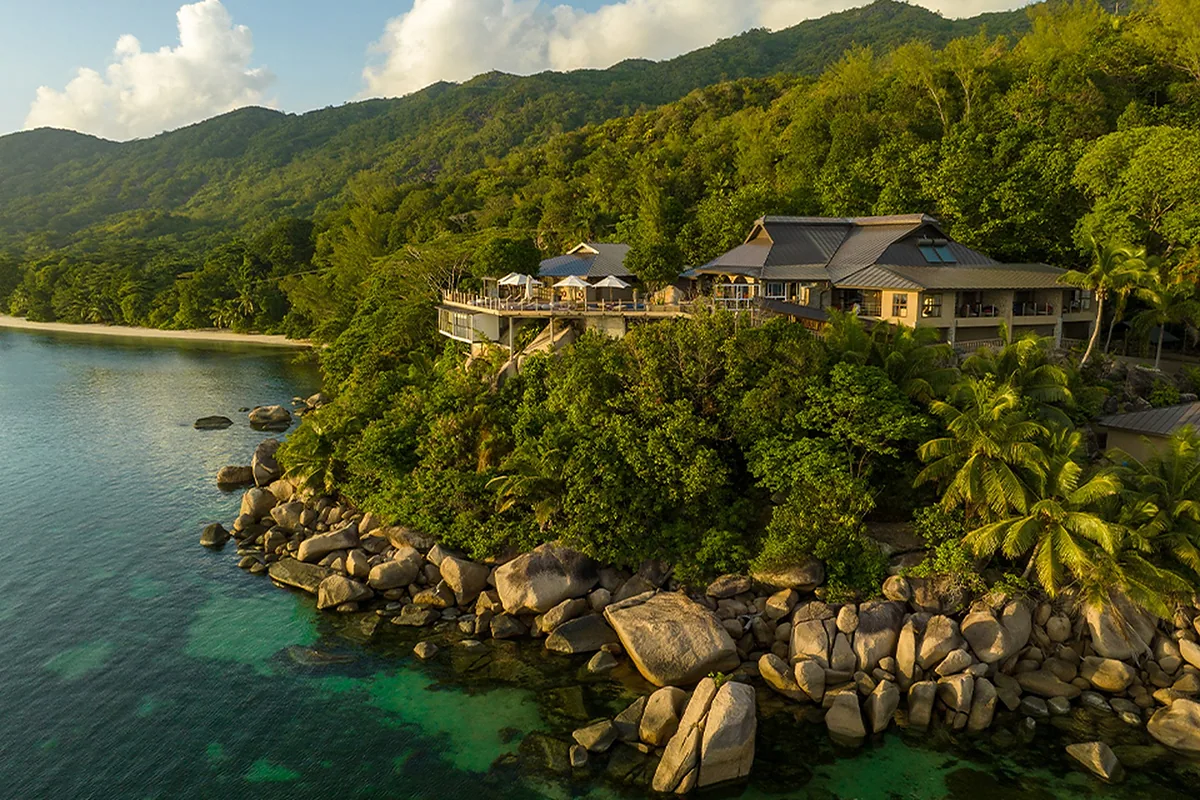 Coco de Mer and Black Parrot Suites in south west Praslin, Seychelles: arrival, grounds and architecture