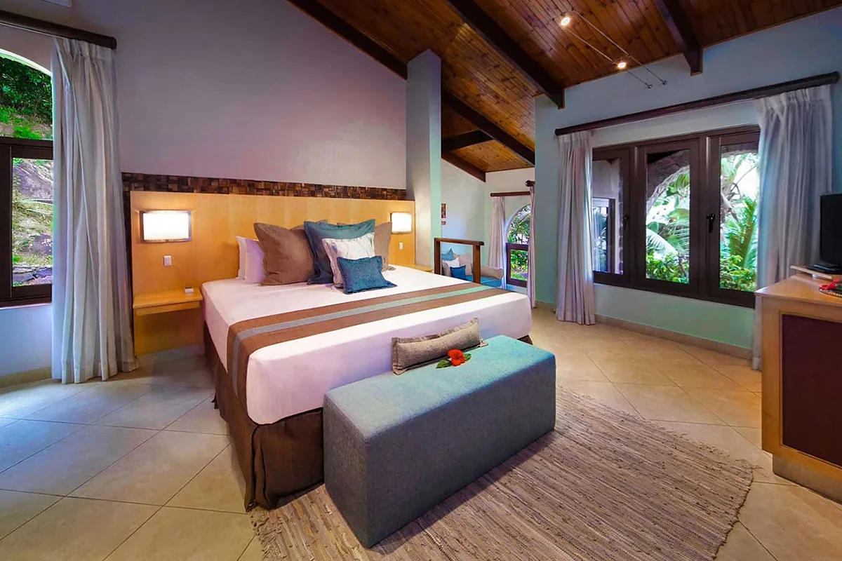 Coco de Mer and Black Parrot Suites in south west Praslin, Seychelles: guest villa interior
