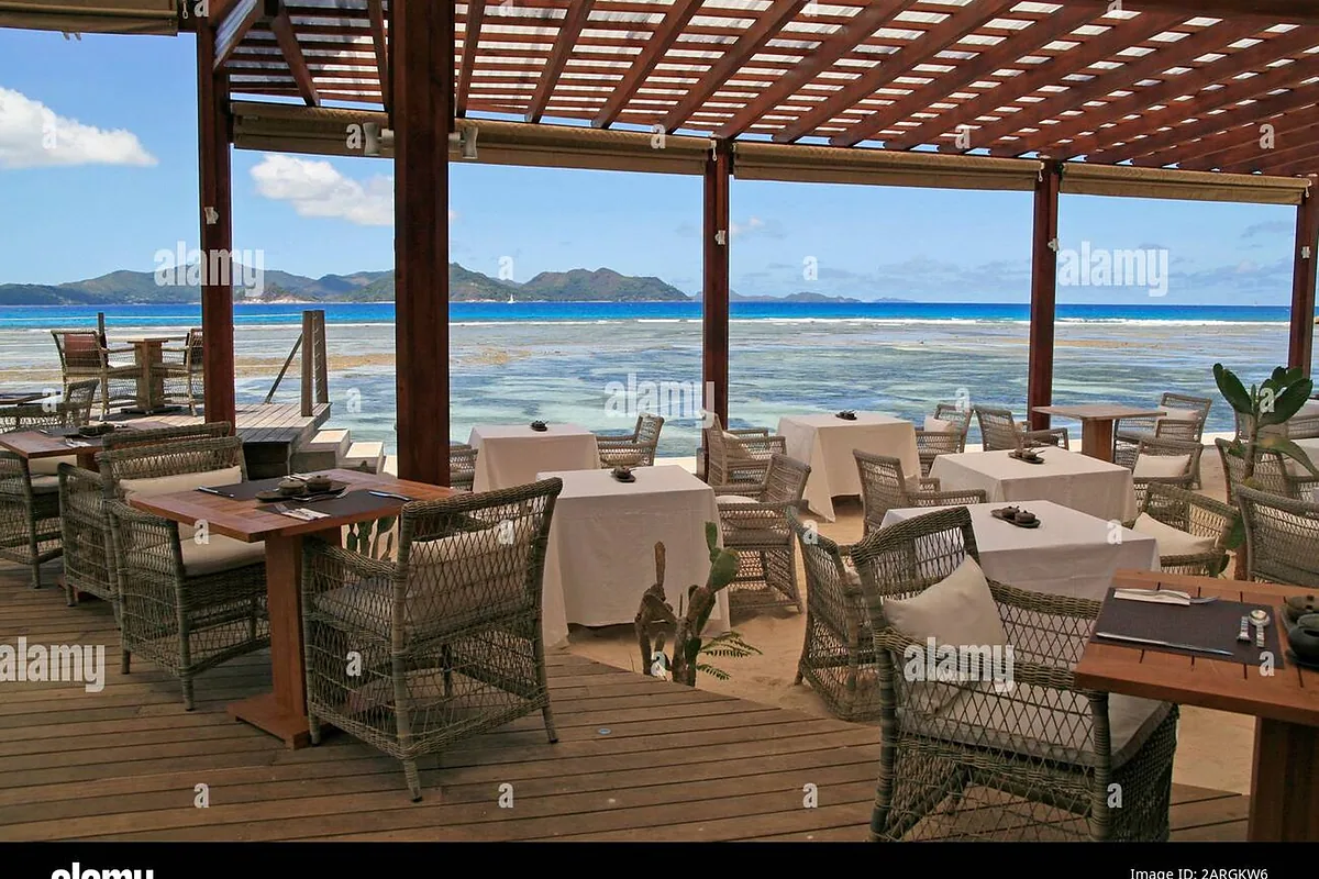 Le Domaine de L'Orangeraie in La Digue, Seychelles: restaurant, bar and dining terrace
