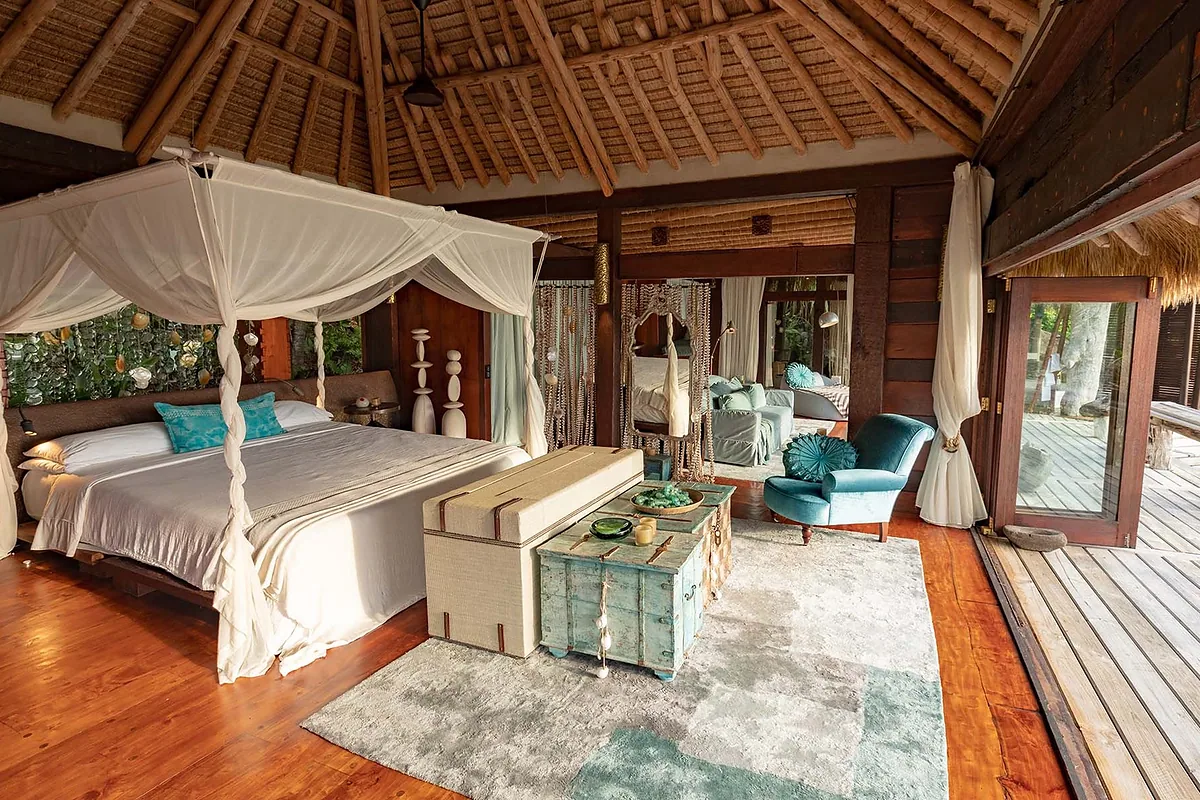 North Island in 30 minutes by helicopter from Mahé, Seychelles: guest villa interior