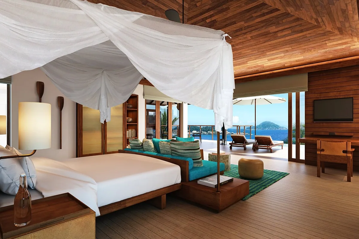 Six Senses Zil Pasyon in 15 minutes by boat from La Digue, Seychelles: guest villa interior