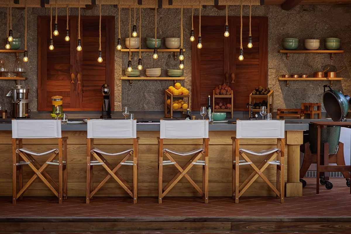 Six Senses Zil Pasyon in 15 minutes by boat from La Digue, Seychelles: restaurant, bar and dining terrace