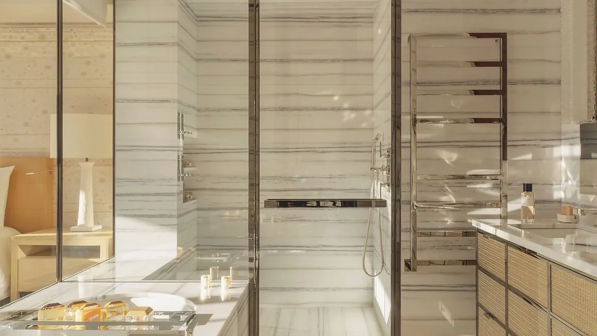 Guest bedroom in contemporary French style at Cheval Blanc Paris