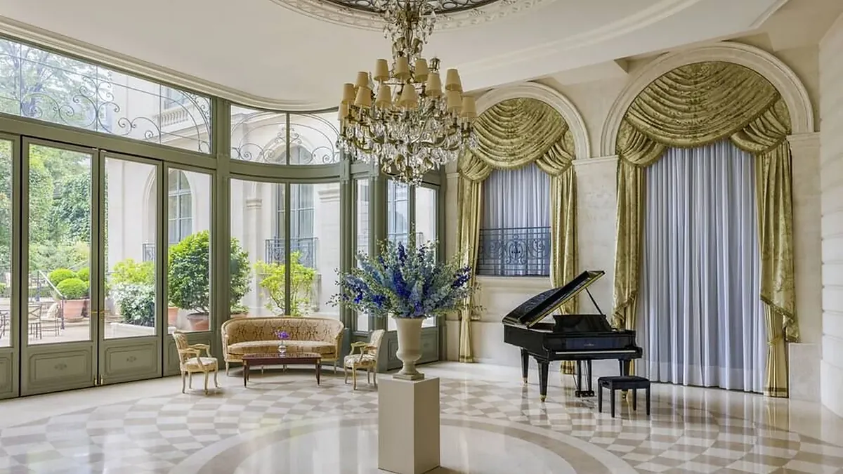 Grand salon with piano at the Ritz Paris on Place Vendôme