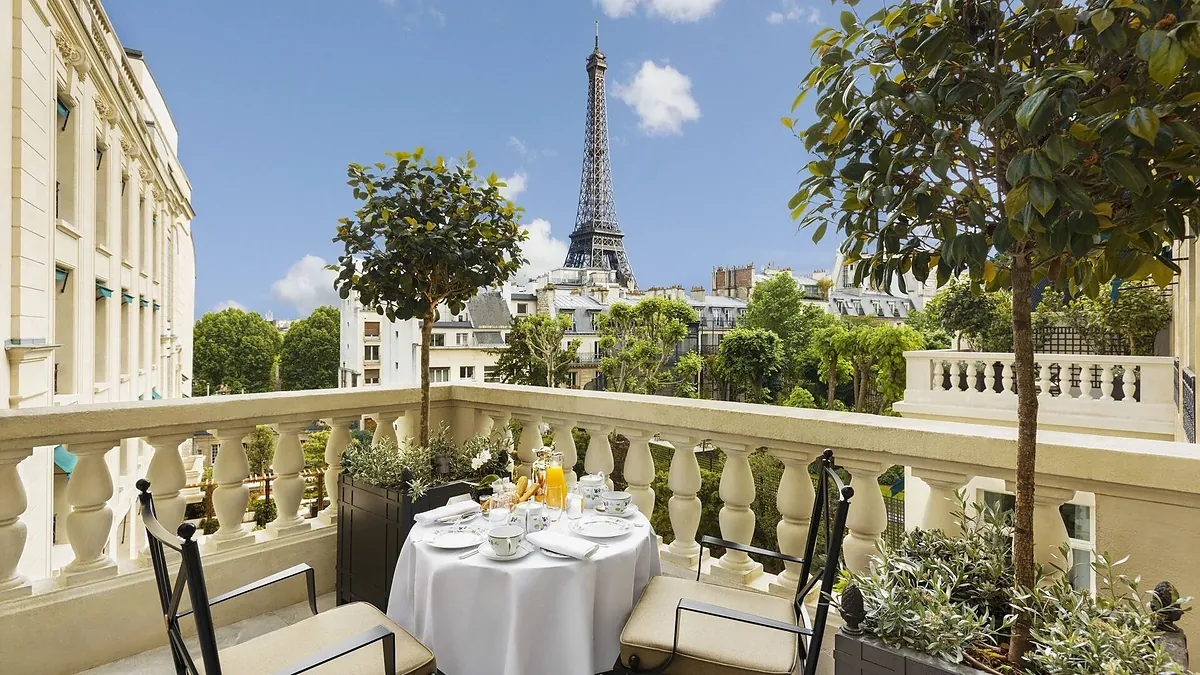 Private terrace suite overlooking Paris at Shangri-La Paris