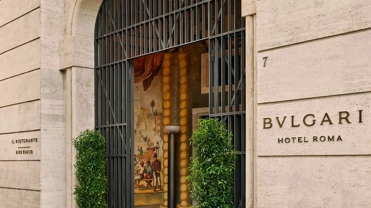 Il Ristorante Niko Romito entrance at Bulgari Hotel Roma