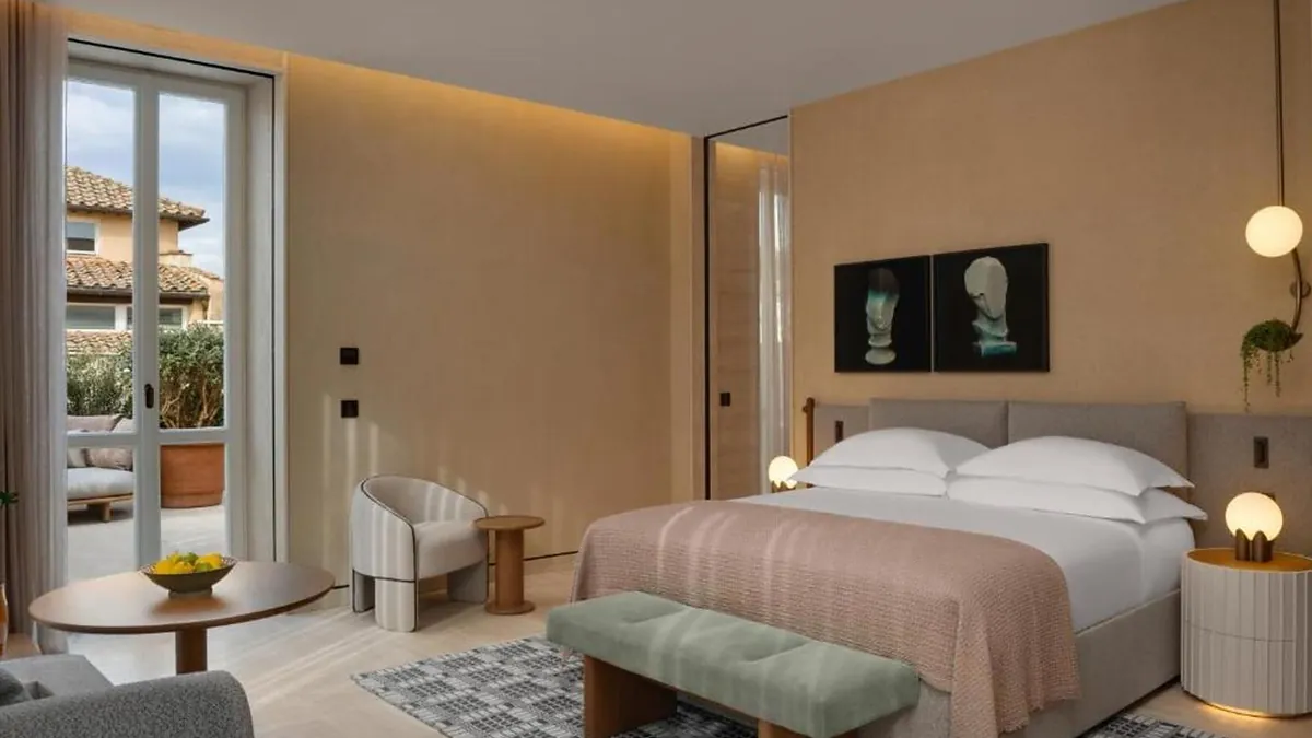 Terrace Junior Suite at Six Senses Rome with private outdoor space