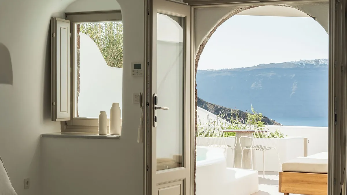 Superior suite plunge pool interior at Canaves Oia Suites in Santorini