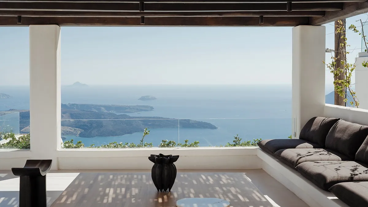 Grand villa exterior caldera at Katikies Chromata in Santorini