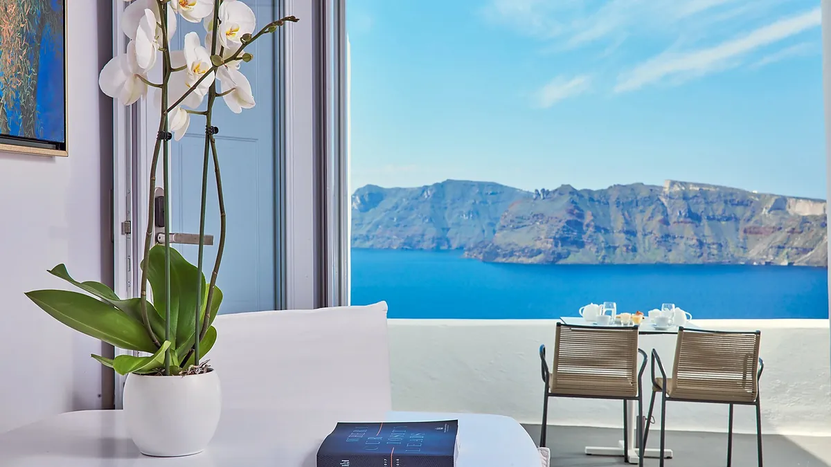 Suite mountain caldera view at Katikies Santorini in Santorini