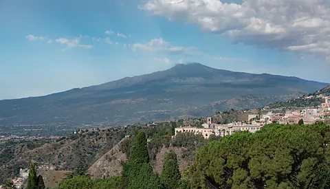 Mount Etna seen from Taormina, White Lotus Season 2, Taormina