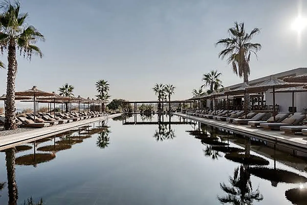 Beach house resort with garden terraces on the sand near Chania, Crete